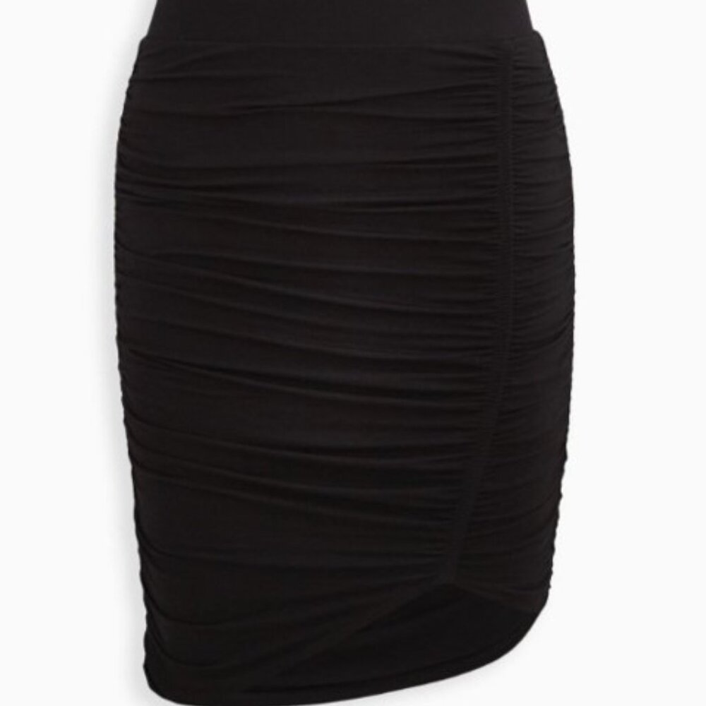 Torrid NWT size 4 (26W) Midi Super Soft Cinched Black Skirt